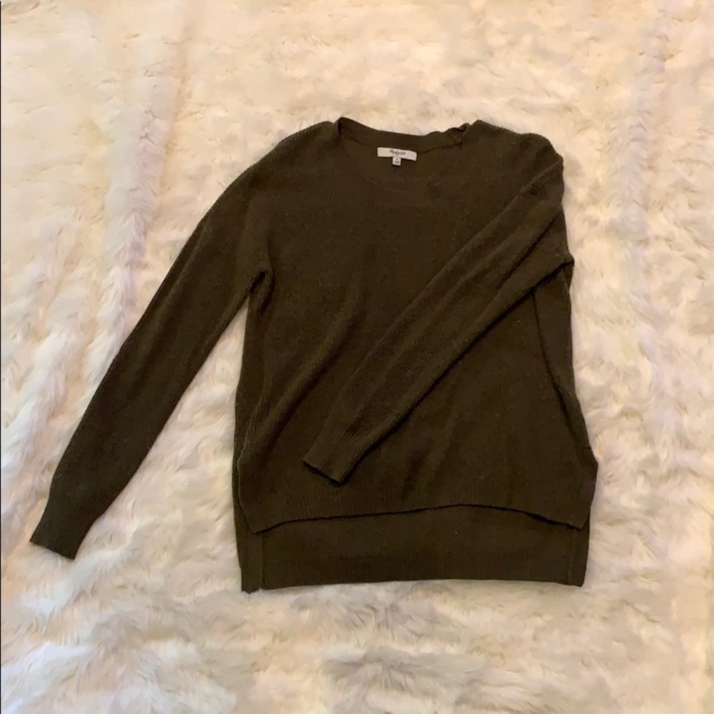 army green made well high-low sweater